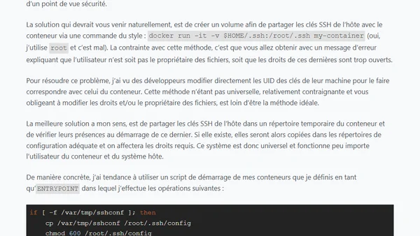 Partager des clés SSH avec un conteneur Docker