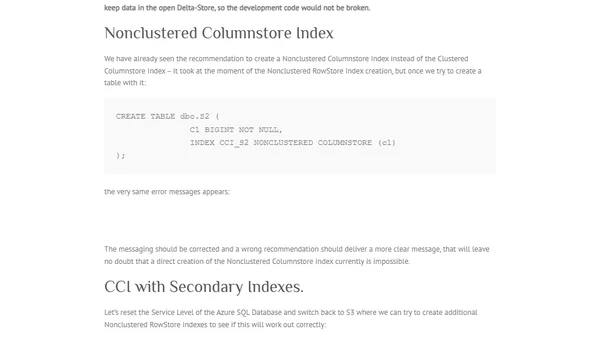 Columnstore Indexes – part 121 (“Columnstore Indexes on Standard Tier of Azure SQL DB”)