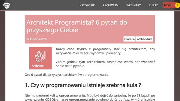 Architekt Programista? 6 pytań do przyszłego Ciebie