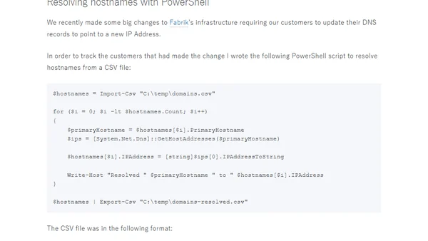 Resolving hostnames with PowerShell