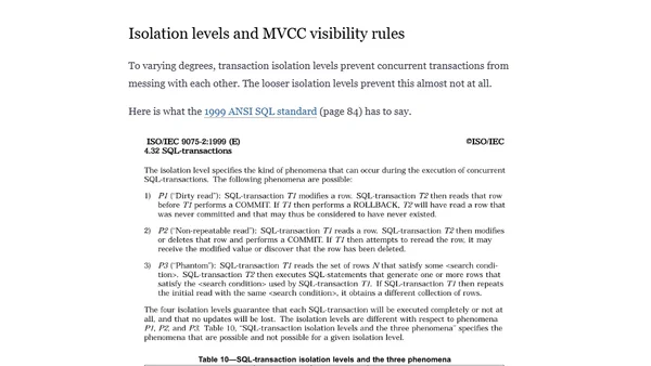Implementing MVCC and major SQL transaction isolation levels