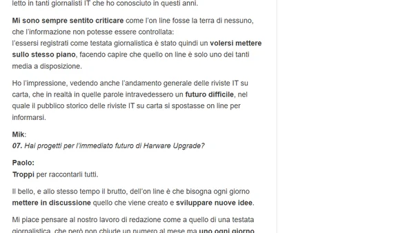 Intervista on line: Paolo Corsini di Hardware Upgrade 1