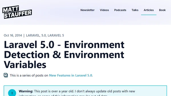 Laravel 5.0 - Environment Detection & Environment Variables
