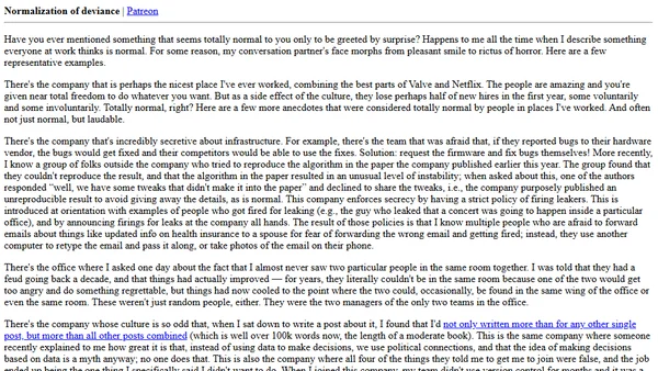 Normalization of deviance