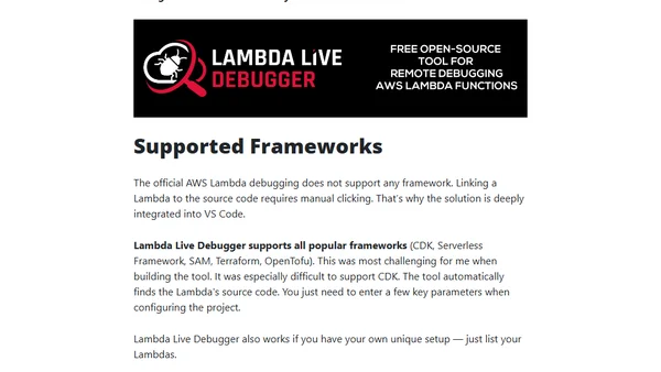 Lambda Live Debugger vs Official AWS Remote Debugging