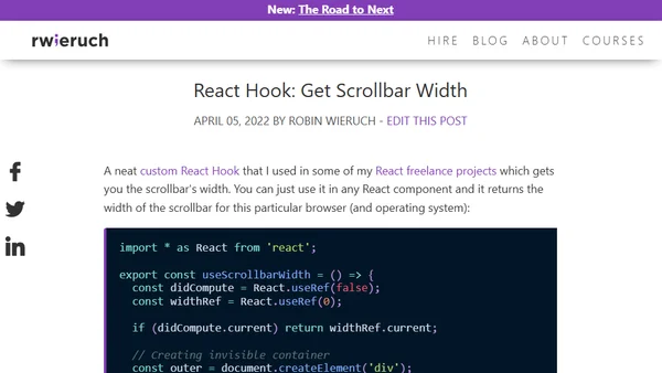 React Hook: Get Scrollbar Width