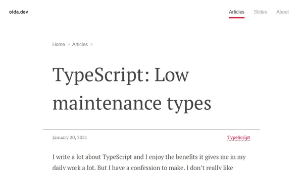 TypeScript: Low maintenance types