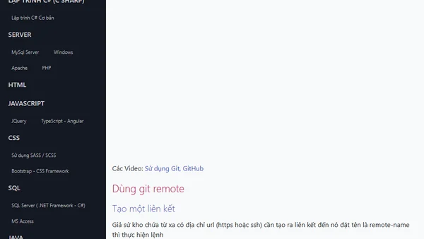 Lệnh git remote quản lý các liên kết tới remote repo