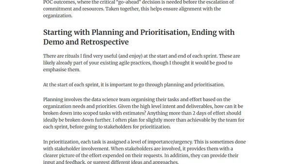 Data Science and Agile (Frameworks for Effectiveness)