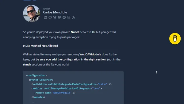Private Nuget Server responds with (405) Method Not Allowed while pushing or deleting a package