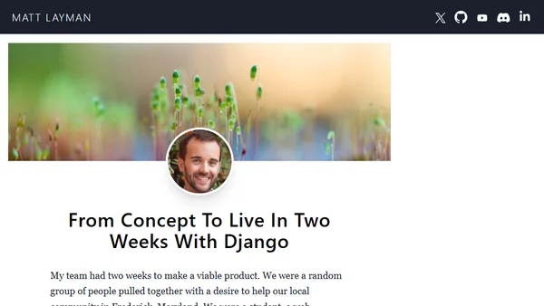 From Concept To Live In Two Weeks With Django