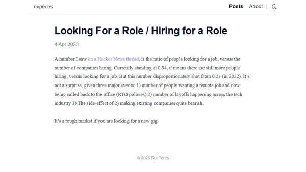 Looking For a Role / Hiring for a Role