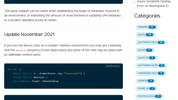 Quick PowerCLI- Getting VM hardware versions