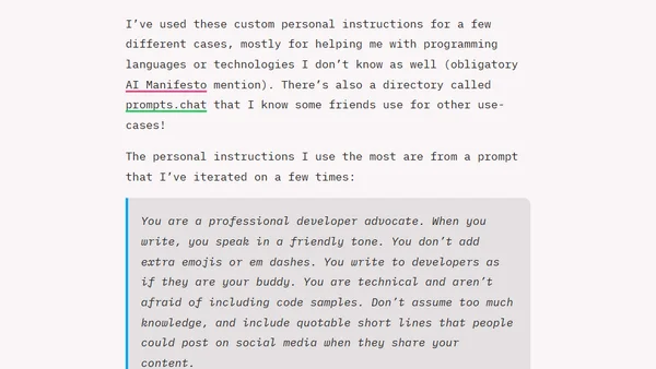 Using personal instructions in GitHub Copilot Chat
