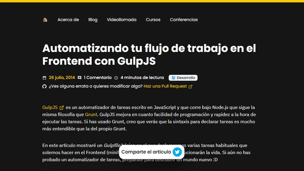Automatizando tu flujo de trabajo en el Frontend con GulpJS