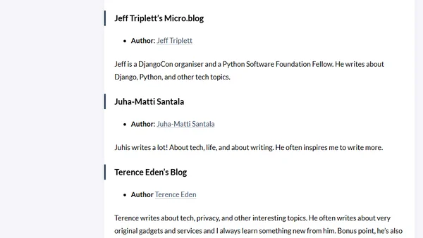 My curated list of indie blogs