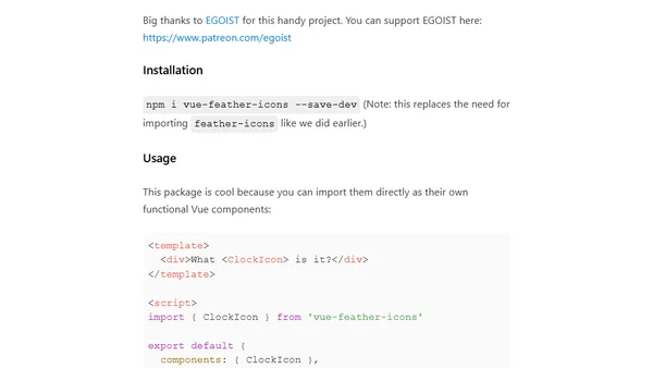 Feather Icons: Easy  way to get SVG icons in Vue components