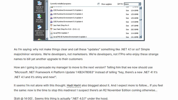Microsoft .NET Framework 4 Platform Update 1 KB2478063 Service Pack 5 Feature Set 3.1 R2 November Edition RTW