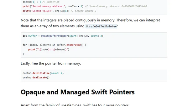 Swift Pointers Overview: Unsafe, Buffer, Raw and Managed Pointers