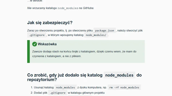Git. Dlaczego nie dodajemy katalogu node_modules do repozytorium?