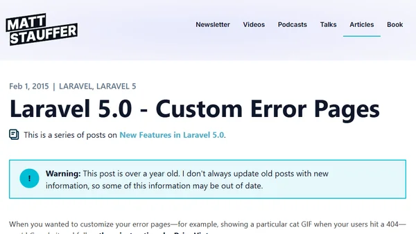 Laravel 5.0 - Custom Error Pages