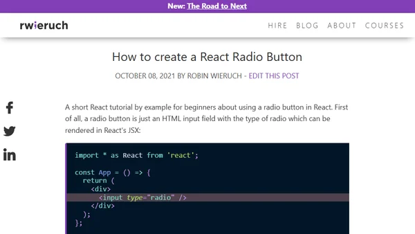 How to create a React Radio Button