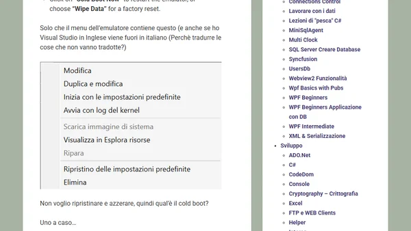 Un AutoTip sull’Android Emulator di Visual Studio 2022