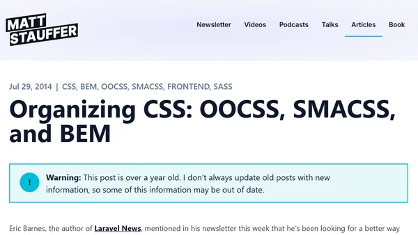 Organizing CSS: OOCSS, SMACSS, and BEM