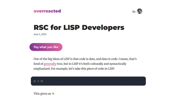 RSC for LISP Developers