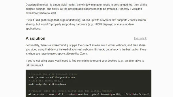 Zoom screen sharing on ArchLinux