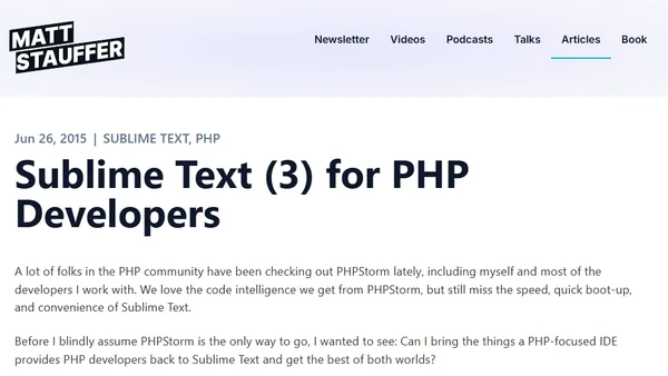 Sublime Text (3) for PHP Developers