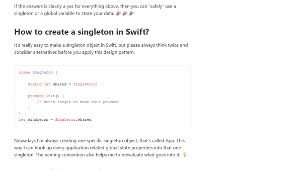 Swift singleton design pattern