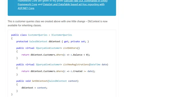 Implementing repository querying interface in EF Core DbContext