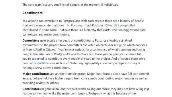 Postgres - the non-code bits