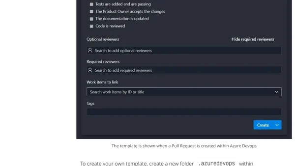 Using an Azure DevOps Pull Request Template to remind your team about the Definition of Done