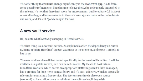 A new architecture for Hereditas v0.3