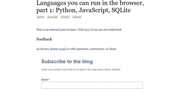 Languages you can run in the browser, part 1: Python, JavaScript, SQLite
