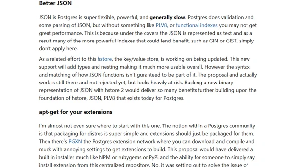 PostgreSQL 9.4 - What I was hoping for