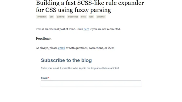 Building a fast SCSS-like rule expander for CSS using fuzzy parsing
