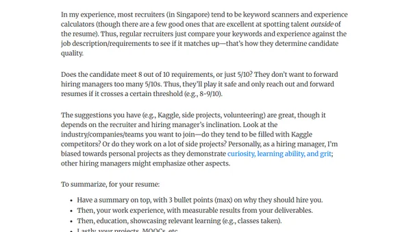Mailbag: How to Get Experienced DS Resume Noticed by Recruiters?
