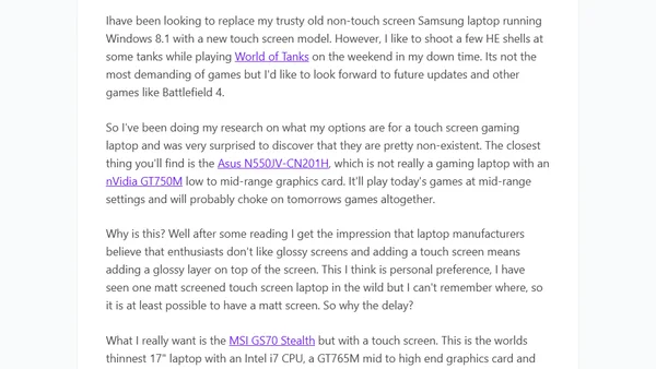 Windows 8.1 TouchScreen Gaming Laptops