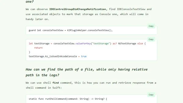 Writing Xcode plugin in Swift