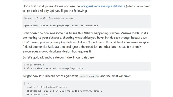 Node, Postgres, MassiveJS - A better database experience