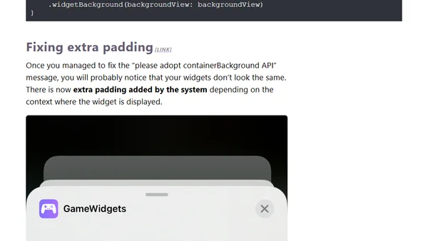 Hotfixing widgets for iOS 17: containerBackground + padding
