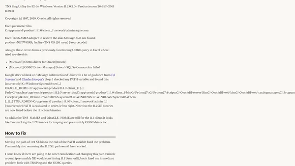 Oracle - tnsping - Message 3513 not found;  product=NETWORK; facility=TNS