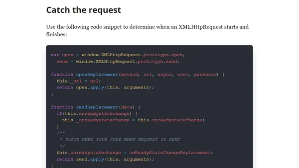 Catch the XMLHttpRequest in Plain JavaScript