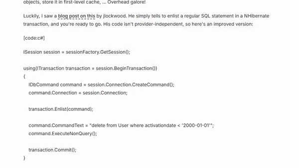 Enlisting an ADO.NET command in an NHibernate transaction