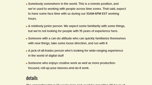 We’re hiring an apprentice!