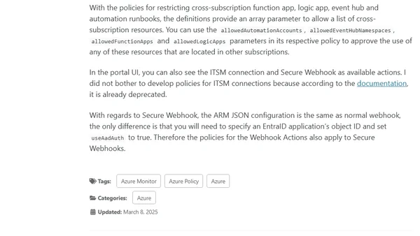 Azure Policies for Azure Monitor Action Groups
