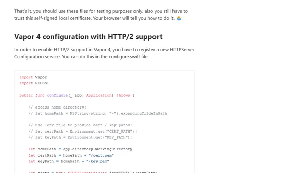 A simple HTTP/2 server using Vapor 4